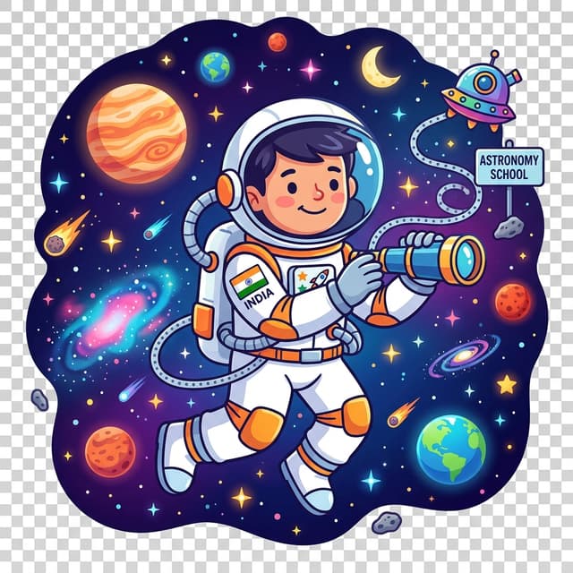 Floating astronaut with telescope